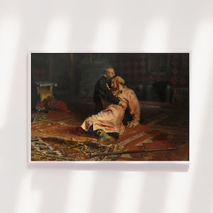 Ilya Repin - Ivan the Terrible Killing his Son (1885) - Classic Painting Photo Poster Print Art Gift Home Wall Decor - Father Murder