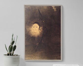Odilon Redon - Swamp Flower (1885) - Classic Painting Photo Poster Fine Art Print Gift Giclée - Pencil Sketch Flower Light in the Darkness