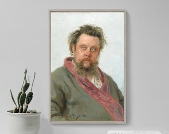 Ilya Repin - Portrait of the Composer Modest Petrovich Mussorgsky (1881) - Classic Painting Photo Poster Print Art Gift Home Wall Decor