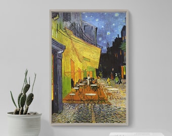 Vincent Van Gogh - Cafe Terrace at Night (1888) - Classic Painting Photo Poster Print Art Gift Wall Home Decor - Goff Night Restaraunt