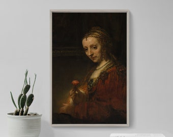 レンブラント - ピンクのカーネーションを持つ女性 (1660