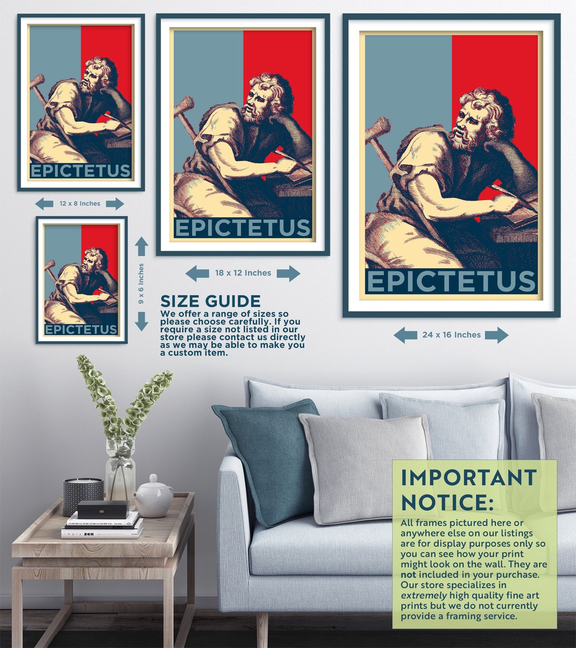 Epecitus Epictetus Original Art Print - Stoicism Poster, Philosophy Giclee Home ...
