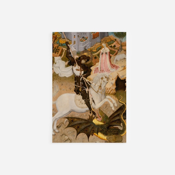 Bernat Martorell – Saint Georges et le dragon (1435) – Affiche imprimée d'art – Décoration murale giclée de qualité musée