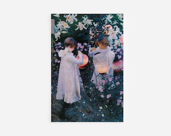 John Singer Sargent - Carnation Lily / Lily Rose (1885) - Painting Photo Poster Print Art Gift Museum Giclée - Children Lighting Lanterns