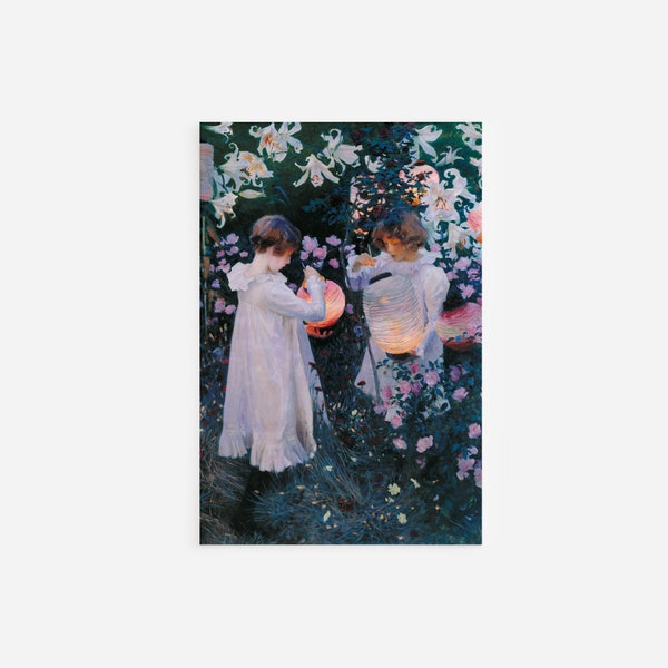 John Singer Sargent - Carnation Lily / Lily Rose (1885) - Painting Photo Poster Print Art Gift Museum Giclée - Children Lighting Lanterns