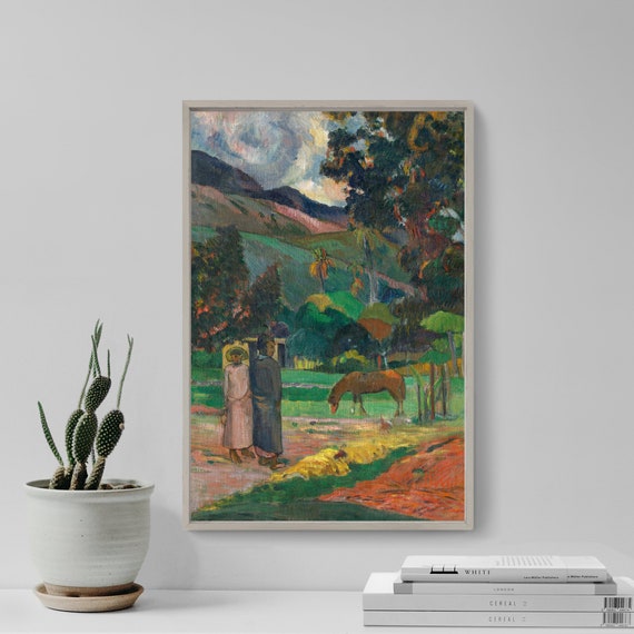 Paul Gauguin - Tahitian Landscape (1892) - Reproduction of a Classic Painting - Photo Poster Print Art Gift - Tahiti Hills French Polynesia