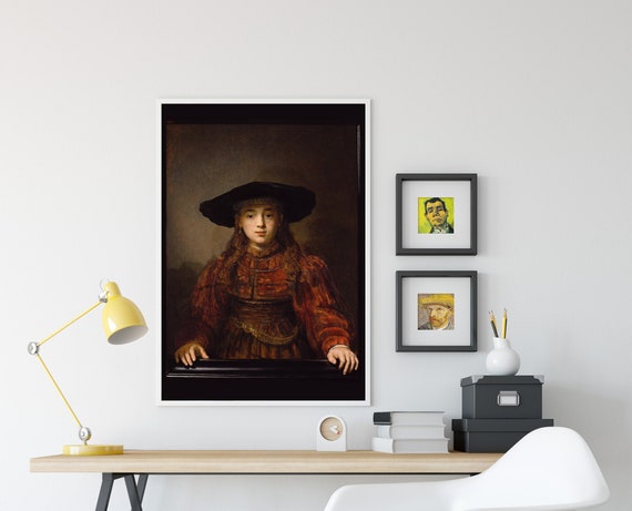 レンブラント - 額縁の中の少女 (1641) - 古典絵画写真ポスター