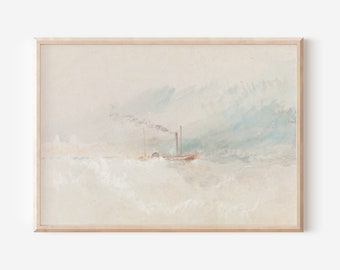 J. M. W. ターナー - 緋色の夕焼け（古典ロマン派絵画の高解像度
