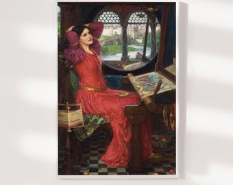 Framed Canvas Giclee Print – John William Waterhouse 'I Am Half Sick Of Shadows' – Various Sizes Available (12 To 47 Inches)