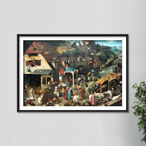 Pieter Bruegel The Elder - The Dutch Proverbs (1559) - Reproduction of a Classic Painting - Photo Poster Print Art Gift - Peter Brugel