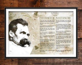 Friedrich Nietzsche Greatest Quotes - Original Art Print Featuring His Deepest Wisdom - Beautiful Glossy Photo Poster Gift Nihilism