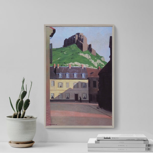 Felix Vallotton - Chateau Gaillard and Place des Andelys (1924) - Classic Painting Photo Poster Print Art Gift - Buildings and Castle