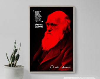 Charles Darwin Art Print With Quote - Photo Poster Gift Wall Decor - Atheism Gift, Evolution Art, Biology Print, Charles Darwin Poster