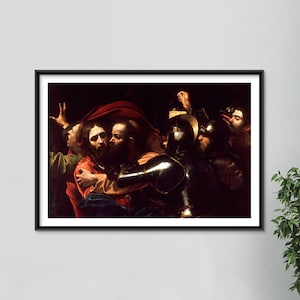 Caravaggio - The Taking of Christ (1602) - Painting Photo Poster Print Art Gift Home Wall Decor - Arrest of Jesus by Romans