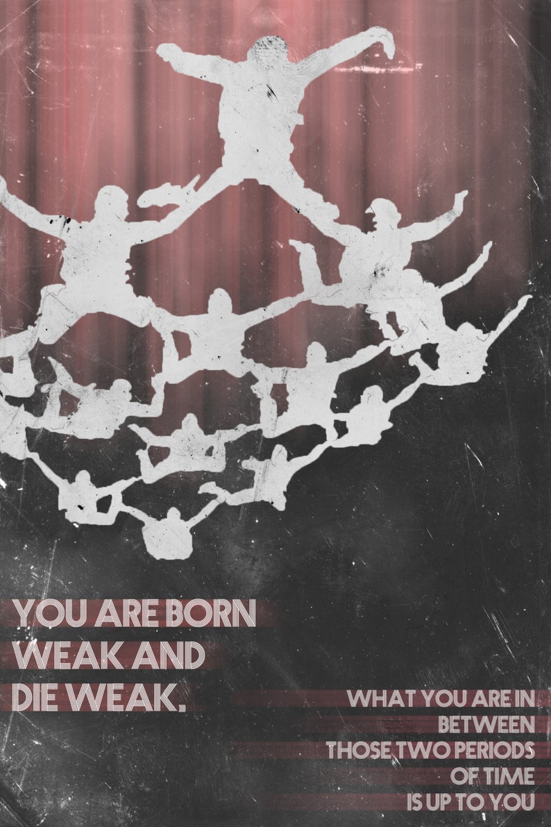 Football Soccer Motivational Poster 02 /"You are born weak../" Art Print Quote