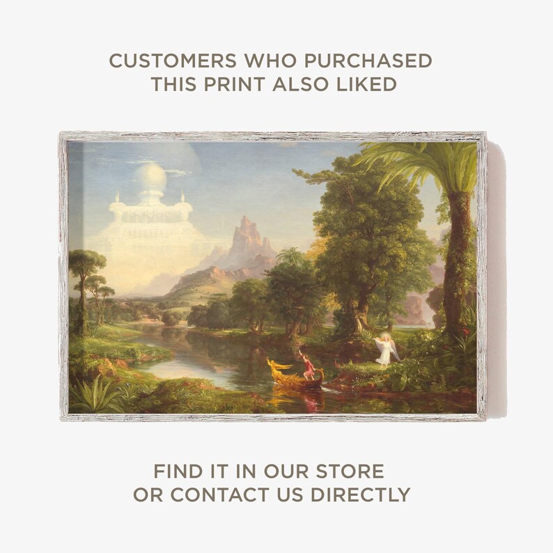 Thomas Cole - The Mountain Ford (1846) - Classic Painting Photo Poster Print Art Gift Wall Art Home Decor - Horse in River image 8