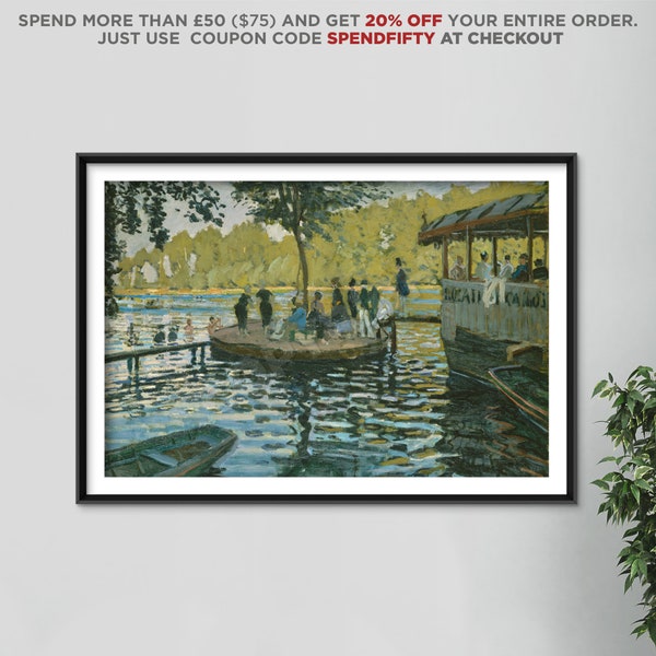 Claude Monet - Bain a la Grenouillere (1869) - Classic Painting Photo Poster Print Art Gift French Impressionist Impressionism