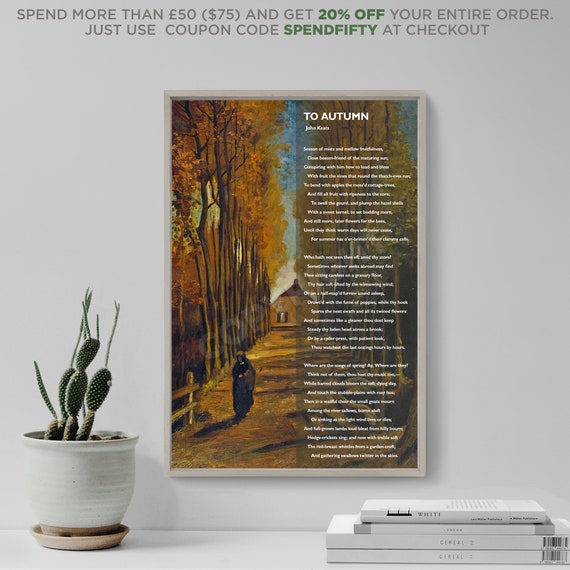 To Autumn Art Print Poster Photo Gift Seasons John Keats Poem