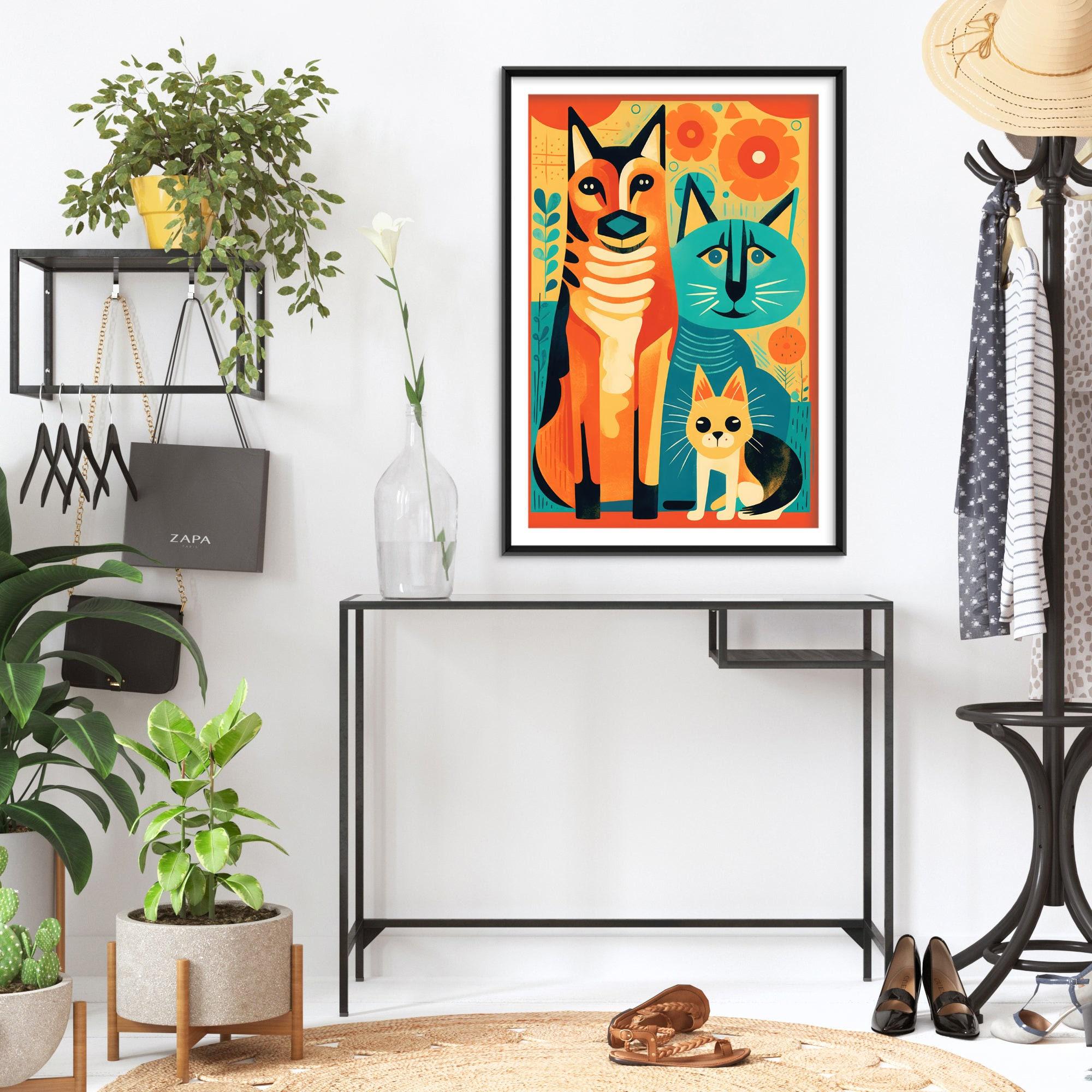 Abstract Dog and Cat Illustration - Art Print Poster Painting - Museum ...