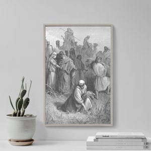 Gustave Dore - Ruth and Boaz (1866) - Drawing Photo Poster Print Art Gift Home Museum Gallery Giclee Bible