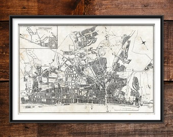 Reproduction of a Vintage Brighton (UK) Map from 1946 - Photo Poster Print Wall WoodBG Decor Art Street Home Old Archive