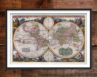 1531年 オロンセ・フィネ ヴィンテージ世界地図 複製壁アート