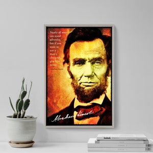 Abraham Lincoln Original Art Print With Quote - Photo Poster Gift Wall Decor Adversity Motivation President USA