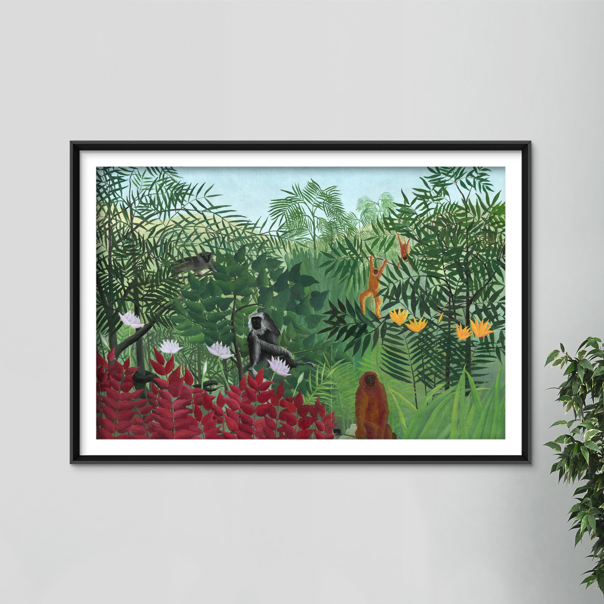 Henri Rousseau Tropical Forest With Monkeys 1910 Classic - Etsy