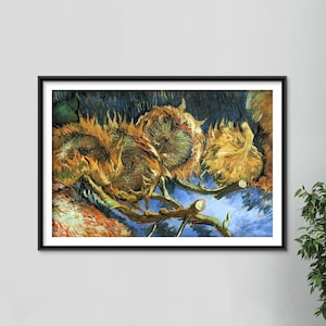 Vincent Van Gogh - Four Withered Sunflowers (1887) - Art Print Painting Poster Wall Decor - Goff Dying Flowers