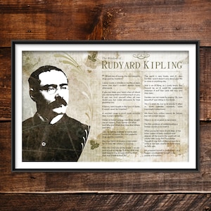 Rudyard Kipling Greatest Quotes - Original Art Print Featuring His Deepest Wisdom - Photo Poster Gift If Poem Poetry Poet Mandalay