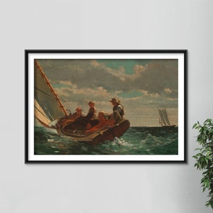 Winslow Homer - Breezing up a Fair Wind (1876) - Classic Painting Photo Poster Print Art Gift Wall Home Decor - Ocean Seaside Water