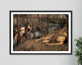 John William Waterhouse - A Naiad Hylas with a Nymph (1893) - Classic Painting Photo Poster Print Art Gift Wall Home Decor - Nymphomaniac