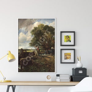 John Constable - The Lock (1824) - Reproduction of a Classic Painting - Photo Poster Print Art Gift Brown Blue Water River