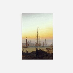 Caspar David Friedrich - The Port of Greifswald (1820) - Art Print Poster Painting - Museum Quality Giclee Home Wall Décor