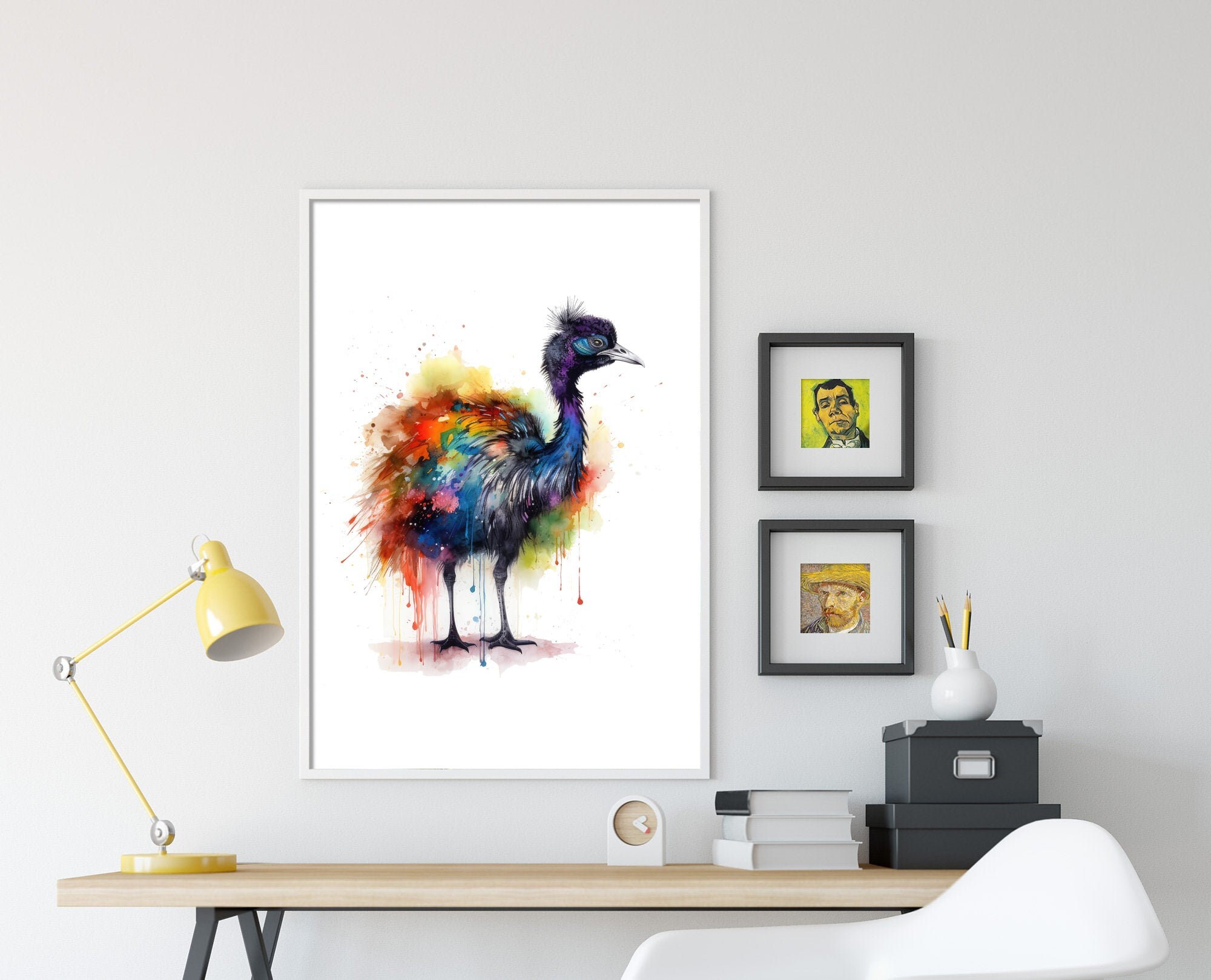 Watercolour Animal Emu - Art Print Poster Painting - Museum Quality ...