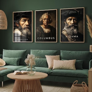 Explorers Age of Discovery - Set of Three Movie Posters of History - 3 Art Prints Photo Painting Ferdinand Magellan, Christopher Columbus