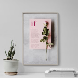 Rudyard Kipling Poem - If - Love & Flower - Poster Original Art Print Photo Wall Home Decor - Poem for Boys, Inspiration, Motivation