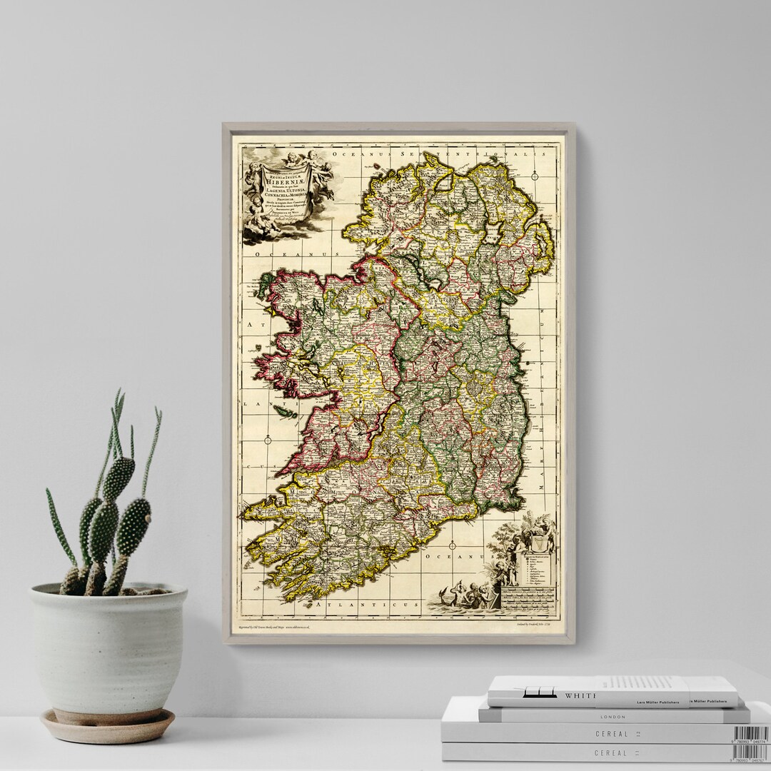 Historic Map of Ireland From 1710 (reproduction) Photo Poster Print