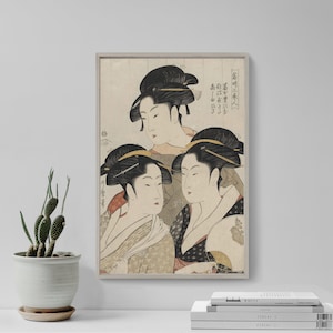 Kitagawa Utamaro - Three Beauties of the Present Day (1793) - Classic Painting Photo Poster Print Art Gift Japanese Japan Geisha