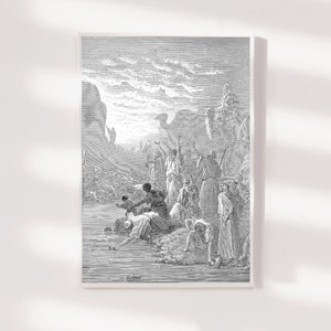 Gustave Dore - Moses Strikes the Rock at Horeb (1866) - Drawing Photo Poster Print Art Gift Home Museum Gallery Giclee Bible
