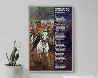 Charge of the Light Brigade - Poem by Lord Alfred Tennyson - Art Print Poster Gift Photo Quote Wall Home Decor - Horses Galloping