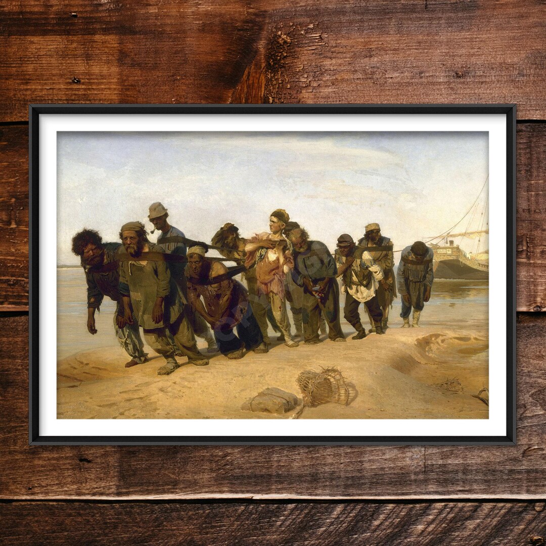 イリヤ・レーピン - ヴォルガ川の船曳き人 (1870) - 古典絵画写真