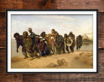 イリヤ・レーピン - ヴォルガ川の荷船曳き（1870年） - ヴィンテージ