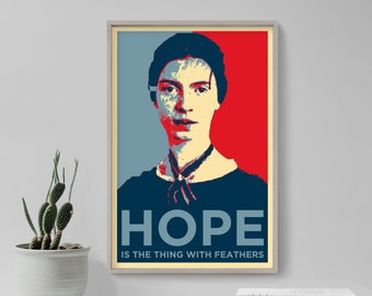 Emily Dickinson Original Art Print - HOPE is the Thing with Feathers - Photo Poster Gift Home Wall Décor - Poet Poetry Verse Fascicle 13