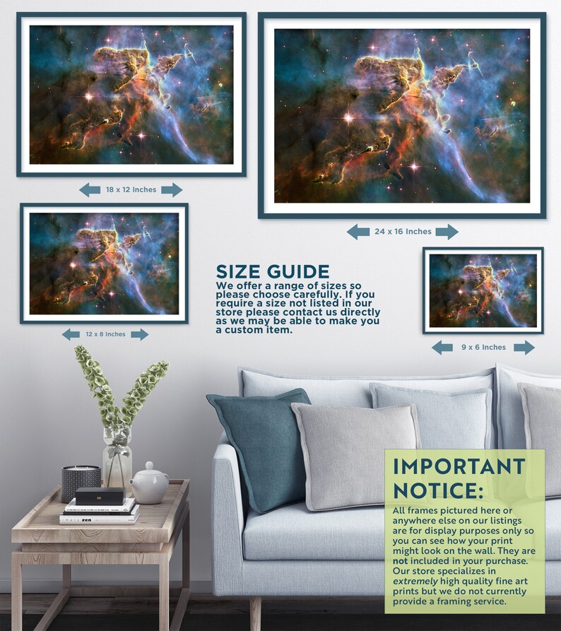 Carina Nebula Landscape Art Print - Photo Poster Art Gift Wall Home ...