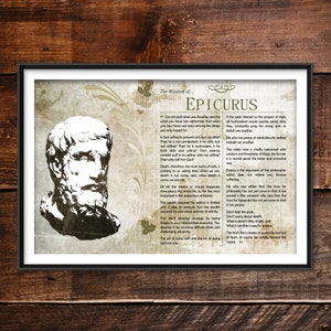 Epicurus Greatest Quotes - Original Art Print Featuring His Deepest Wisdom - Photo Poster Gift Poet Philosophy Greek Philosopher