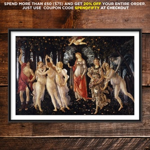 Sandro Botticelli - Primavera (1480) - Reproduction of a Classic Painting - Photo Poster Print Art Gift