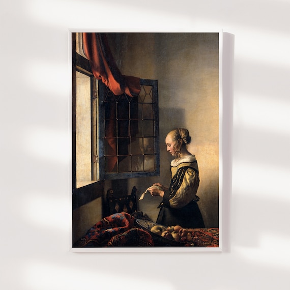 キーボード Raw Studio - Vermeer's girl Girl Reading A Letter By An Open Window Canvas Print by Johannes