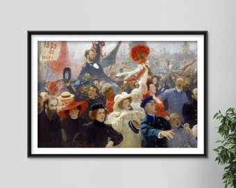 Ilya Repin - Demonstration on October 17 1905 (1911) - Classic Painting Photo Poster Print Art Gift Home Wall Decor Political Direct Action