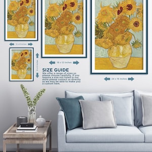 Set of Three Van Gogh Sunflower Prints - 3 Classic Paintings - Photo Poster Wall Art Gift Giclée Museum Quality - Sun Flower Vase #ATTEMPT2 Bild 3
